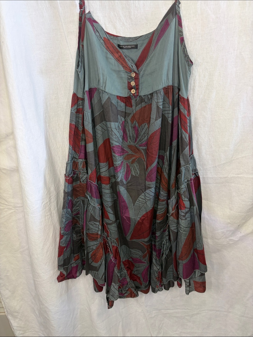 one after another Boho Floral V-Neck Tank Top Dress in gray, maroon& Purple